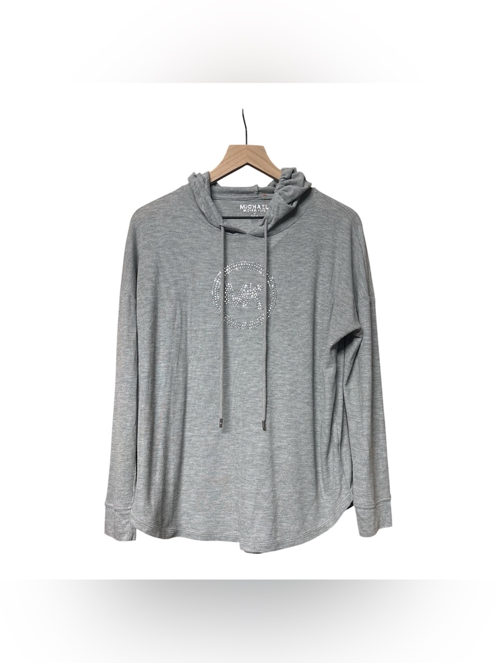 MICHAEL KORS Women’s Grey Waffle Knit Slouchy Hoodie